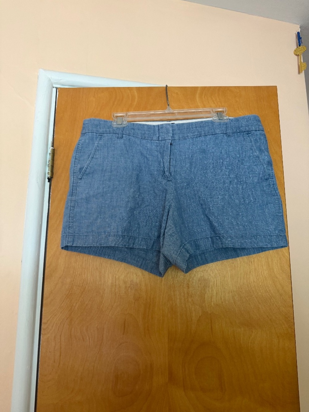 J. Crew Denim Linen Bermuda Shorts, Size 14